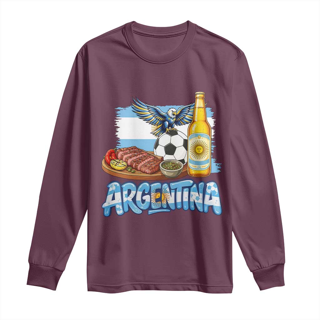 Argentine Pride Soccer And Beer Long Sleeve Shirt Football Fan Graphic