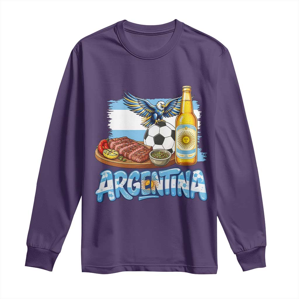Argentine Pride Soccer And Beer Long Sleeve Shirt Football Fan Graphic