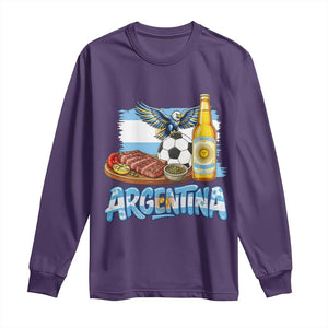 Argentine Pride Soccer And Beer Long Sleeve Shirt Football Fan Graphic
