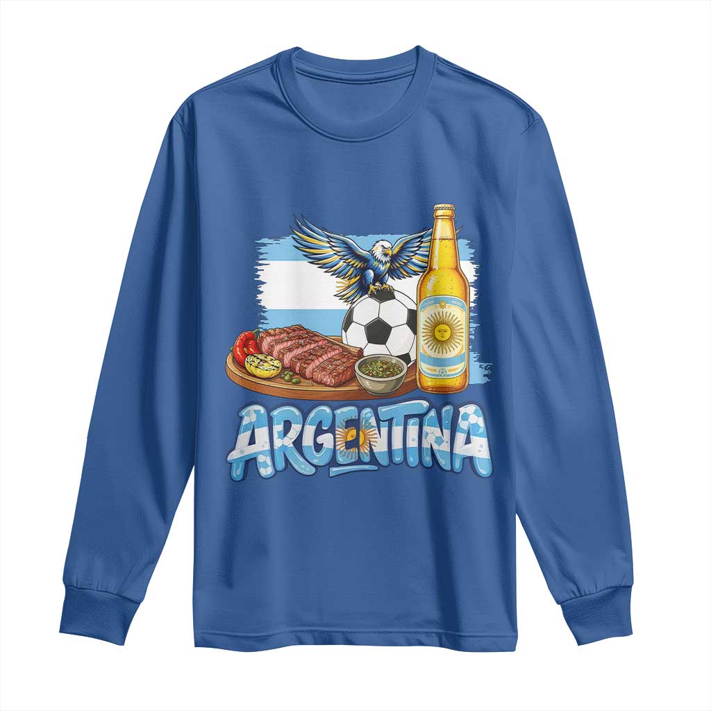 Argentine Pride Soccer And Beer Long Sleeve Shirt Football Fan Graphic