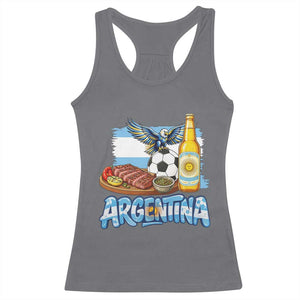 Argentine Pride Soccer And Beer Racerback Tank Top Football Fan Graphic