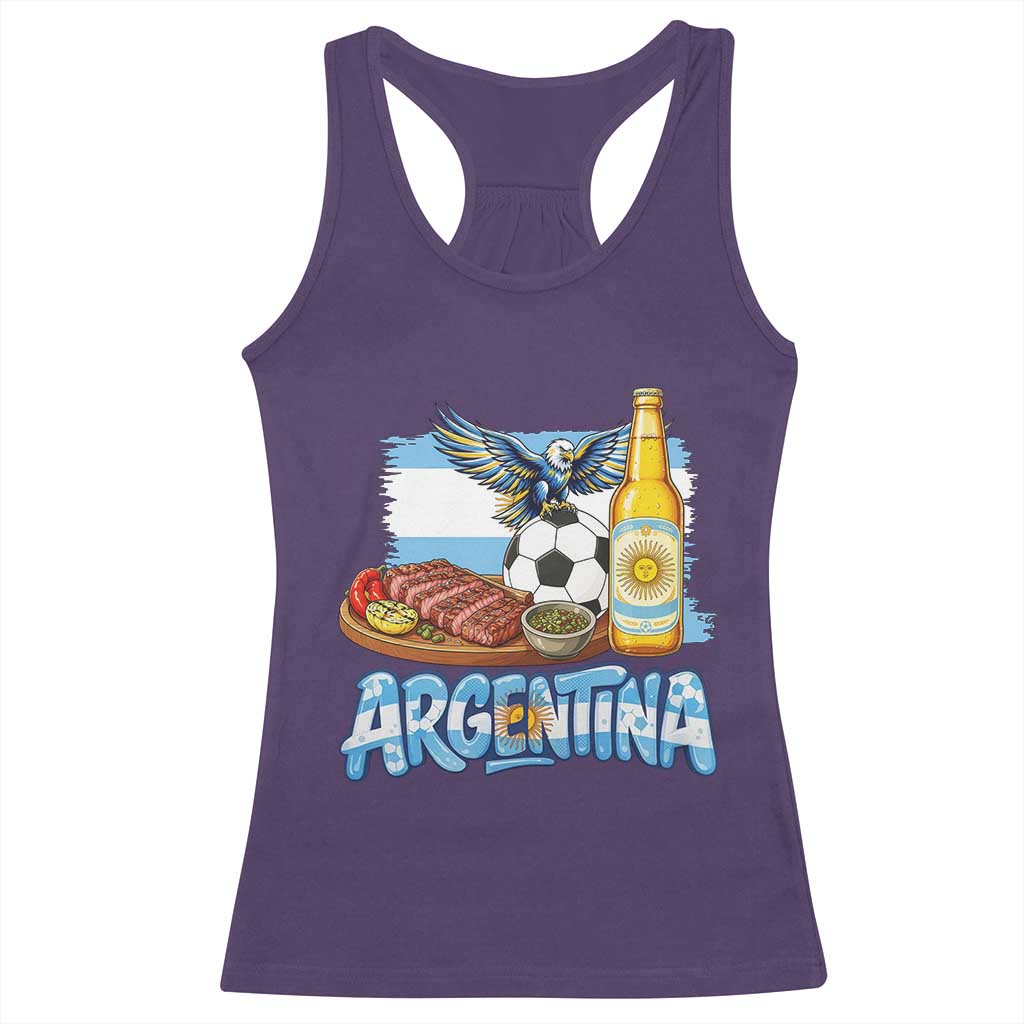 Argentine Pride Soccer And Beer Racerback Tank Top Football Fan Graphic