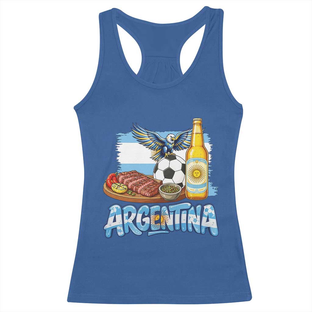 Argentine Pride Soccer And Beer Racerback Tank Top Football Fan Graphic