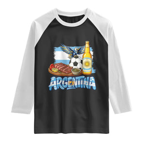 Argentine Pride Soccer And Beer Raglan Shirt Football Fan Graphic