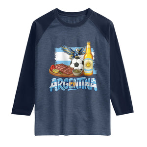 Argentine Pride Soccer And Beer Raglan Shirt Football Fan Graphic