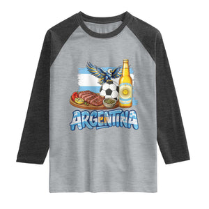 Argentine Pride Soccer And Beer Raglan Shirt Football Fan Graphic