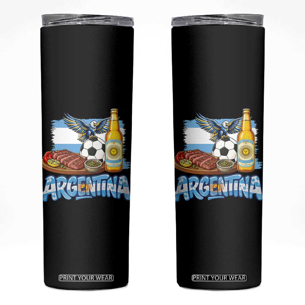 Argentine Pride Soccer And Beer Skinny Tumbler Football Fan Graphic