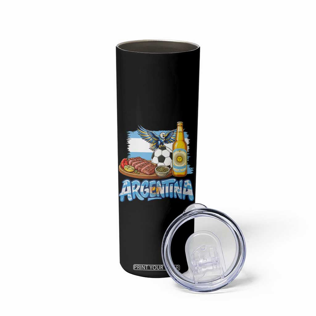 Argentine Pride Soccer And Beer Skinny Tumbler Football Fan Graphic