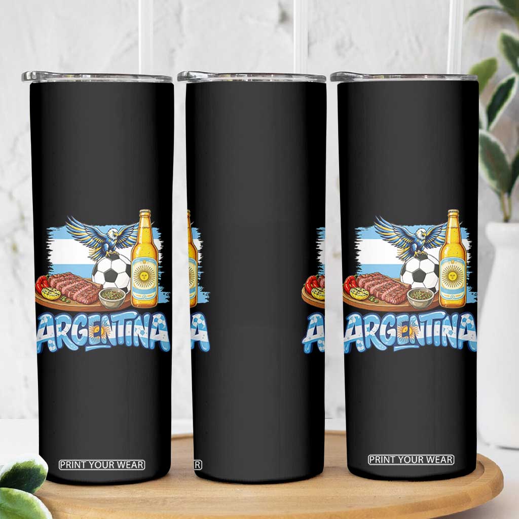 Argentine Pride Soccer And Beer Skinny Tumbler Football Fan Graphic