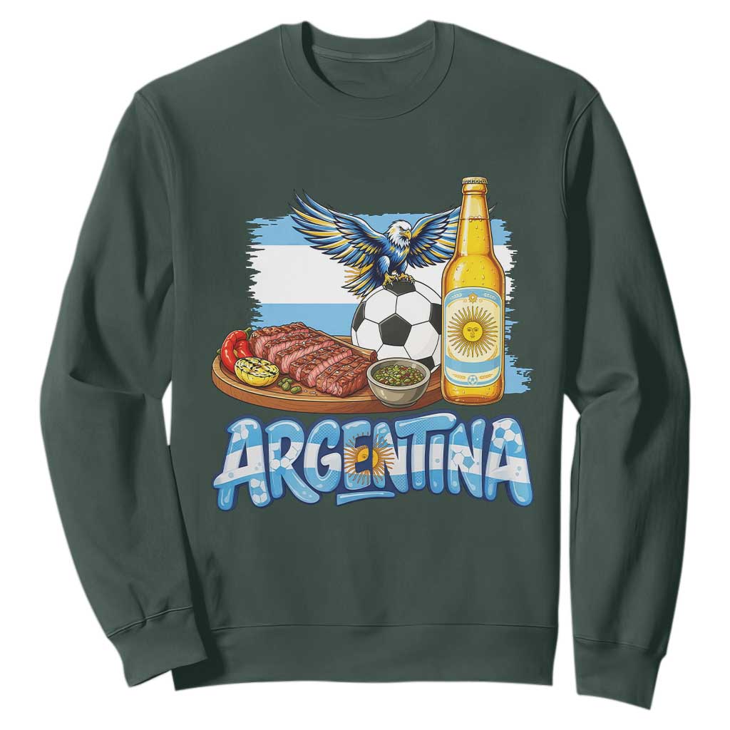Argentine Pride Soccer And Beer Sweatshirt Football Fan Graphic