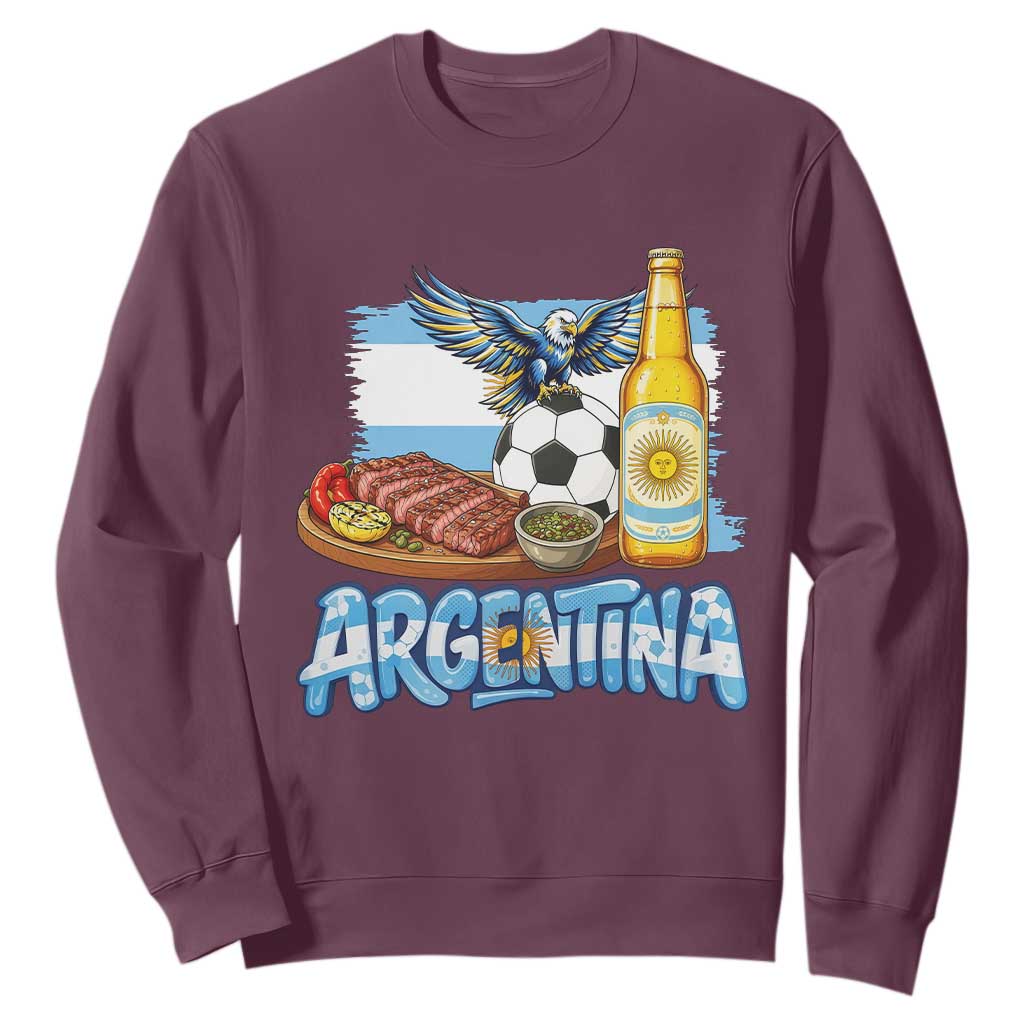 Argentine Pride Soccer And Beer Sweatshirt Football Fan Graphic
