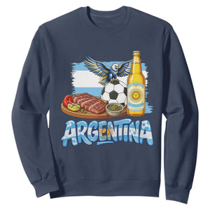 Argentine Pride Soccer And Beer Sweatshirt Football Fan Graphic