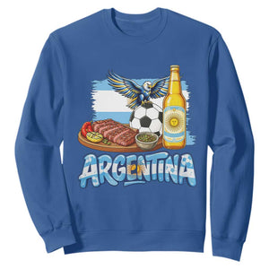 Argentine Pride Soccer And Beer Sweatshirt Football Fan Graphic