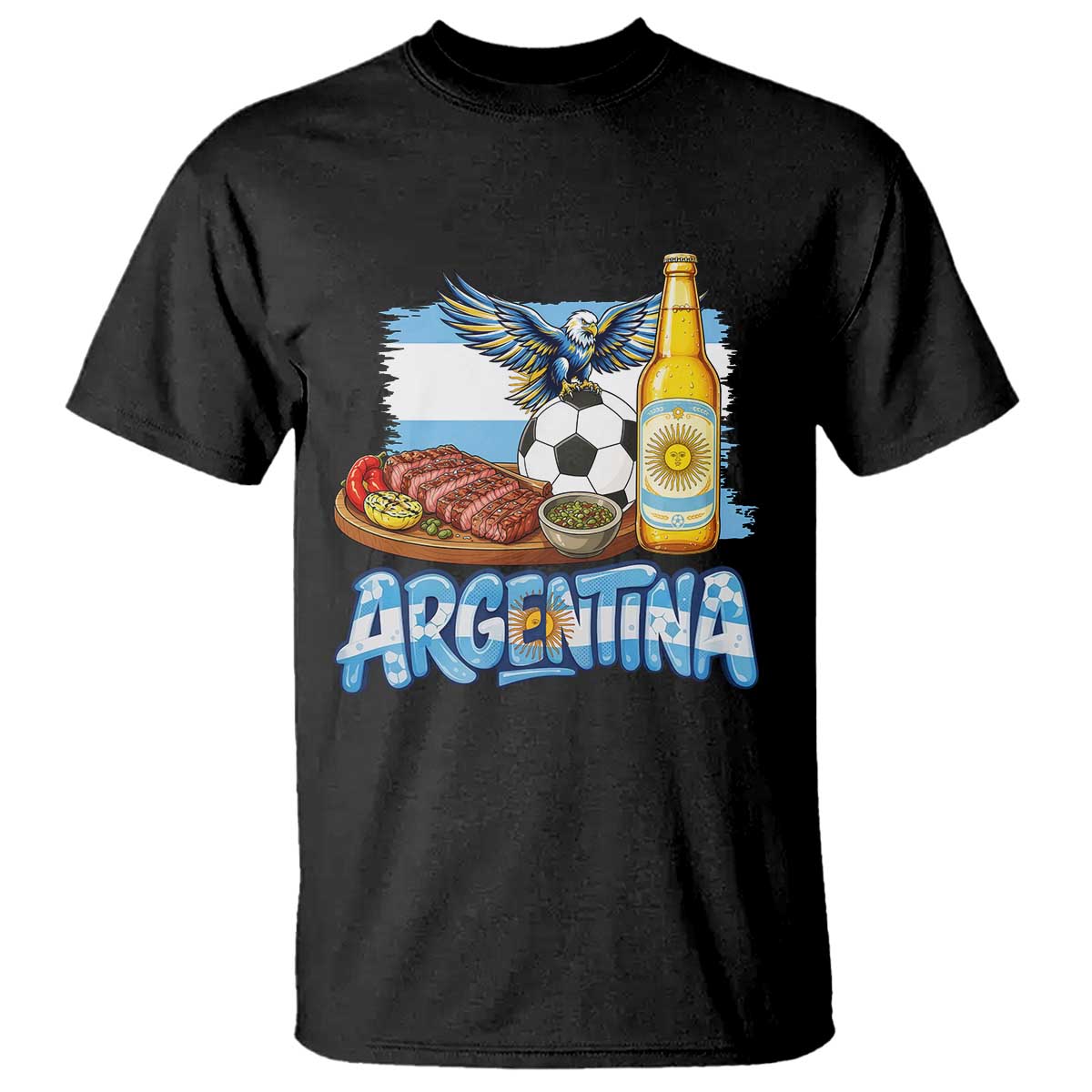 Argentine Pride Soccer And Beer T Shirt Football Fan Graphic
