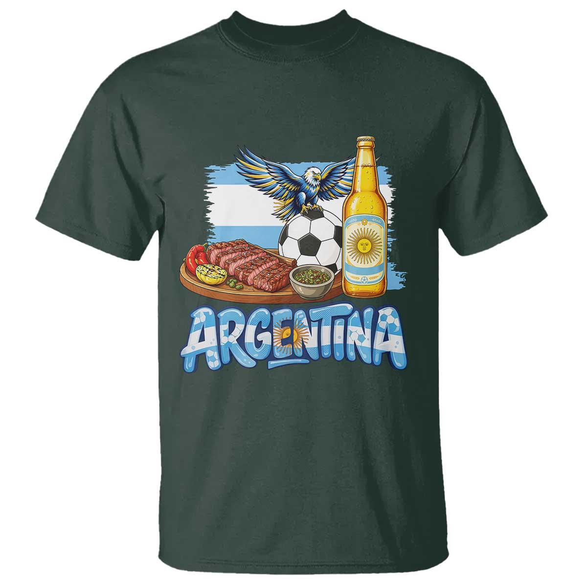 Argentine Pride Soccer And Beer T Shirt Football Fan Graphic