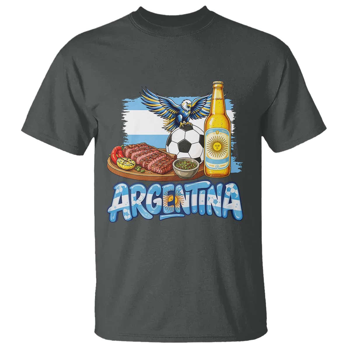 Argentine Pride Soccer And Beer T Shirt Football Fan Graphic
