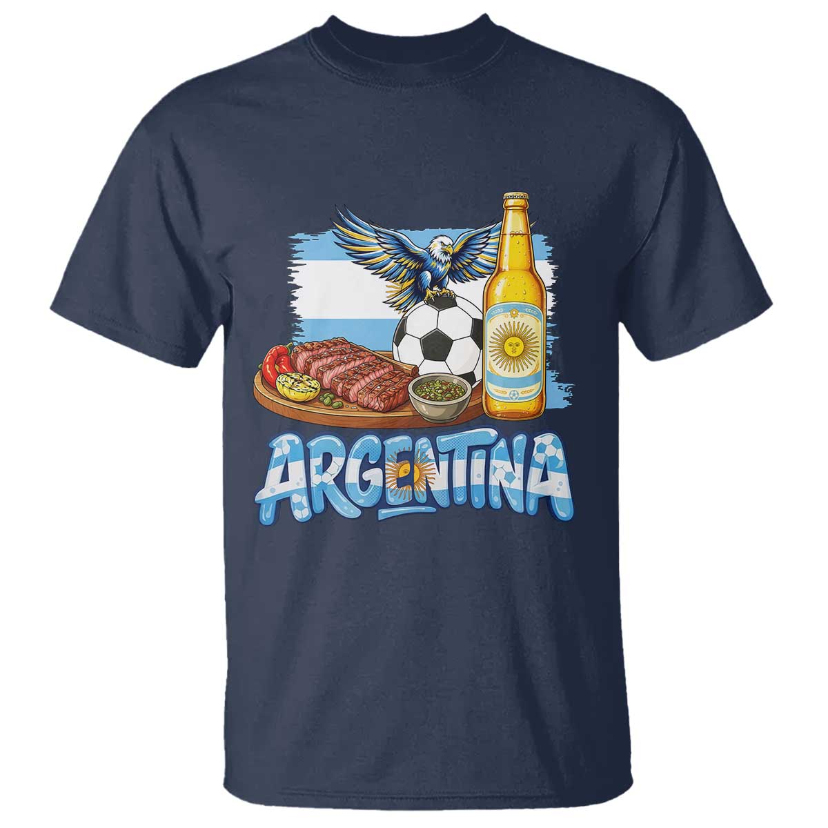 Argentine Pride Soccer And Beer T Shirt Football Fan Graphic