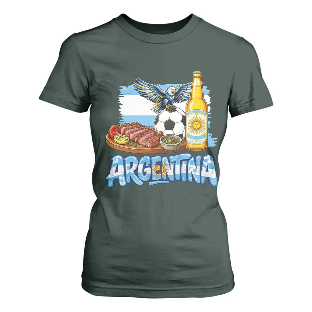 Argentine Pride Soccer And Beer T Shirt For Women Football Fan Graphic