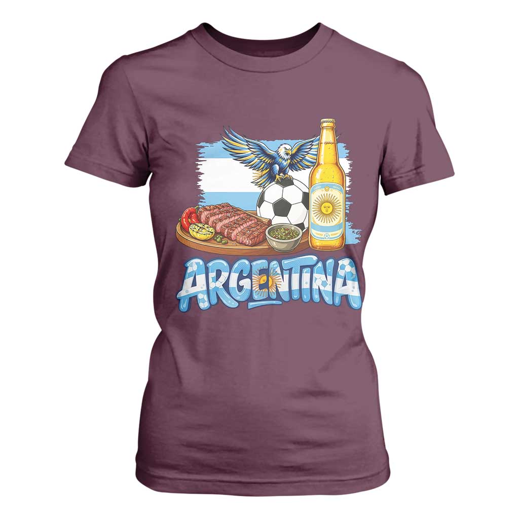 Argentine Pride Soccer And Beer T Shirt For Women Football Fan Graphic