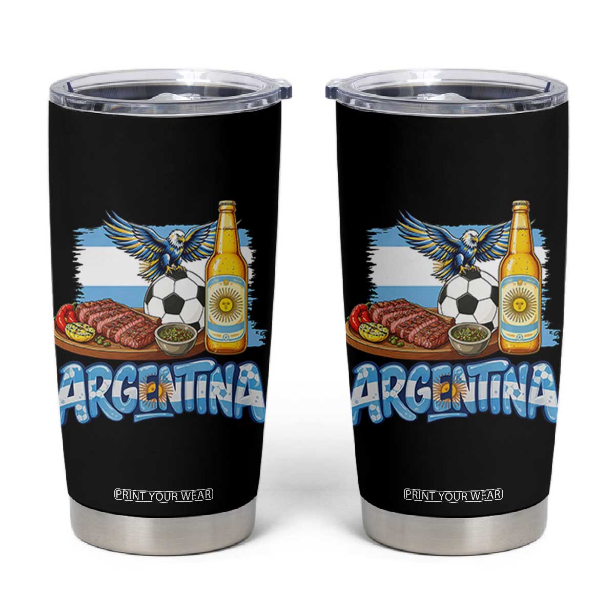 Argentine Pride Soccer And Beer Tumbler Cup Football Fan Graphic TS12 Black Print Your Wear