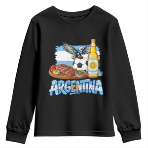 Argentine Pride Soccer And Beer Youth Sweatshirt Football Fan Graphic