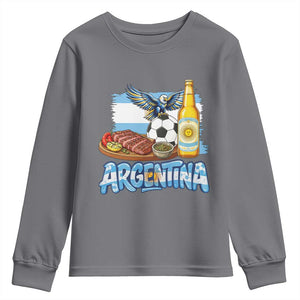 Argentine Pride Soccer And Beer Youth Sweatshirt Football Fan Graphic