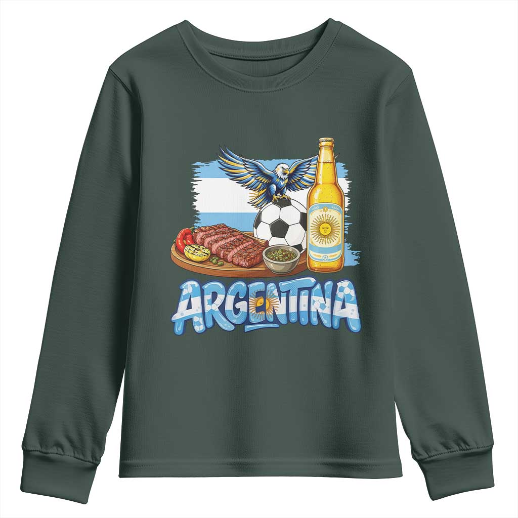 Argentine Pride Soccer And Beer Youth Sweatshirt Football Fan Graphic