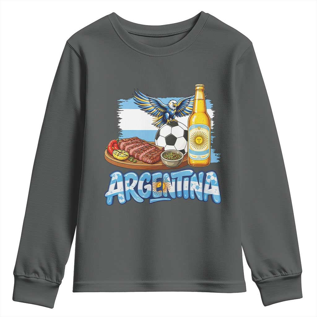 Argentine Pride Soccer And Beer Youth Sweatshirt Football Fan Graphic
