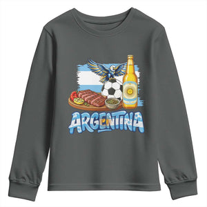 Argentine Pride Soccer And Beer Youth Sweatshirt Football Fan Graphic