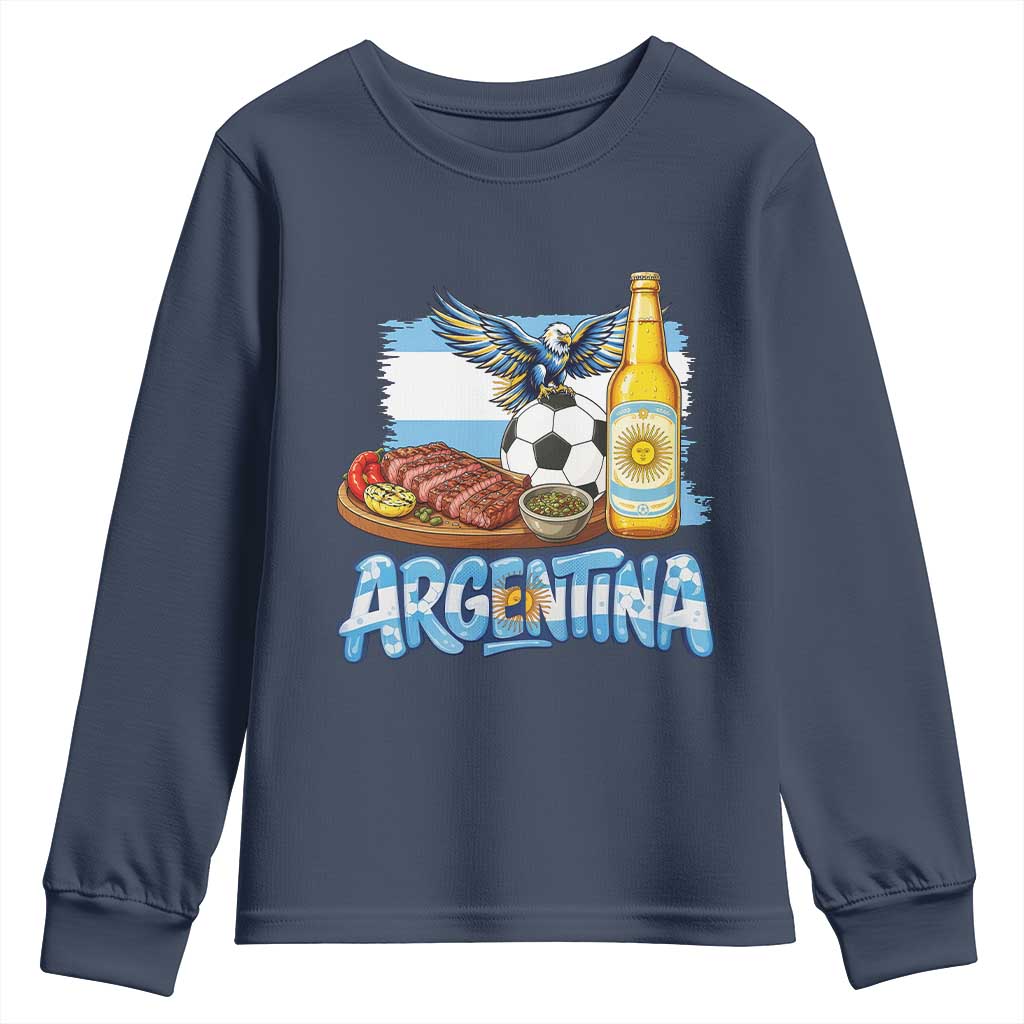 Argentine Pride Soccer And Beer Youth Sweatshirt Football Fan Graphic
