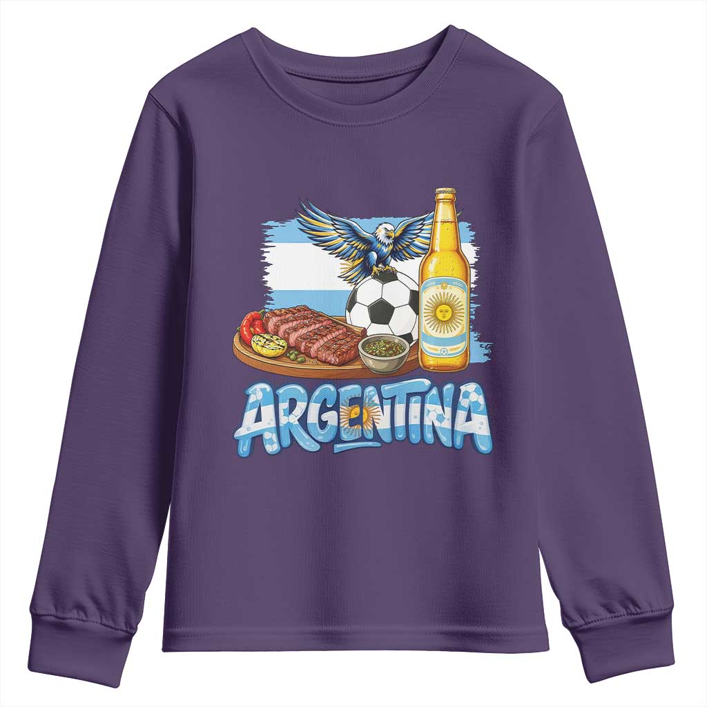 Argentine Pride Soccer And Beer Youth Sweatshirt Football Fan Graphic