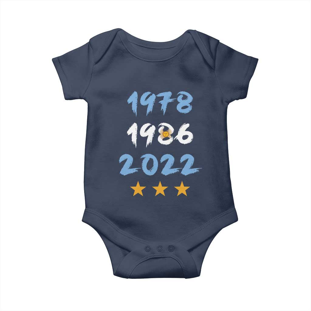 Argentina 3 Stars Champions Baby Onesie 1978 1986 2022 Football Pride