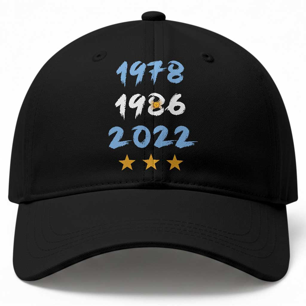 Argentina 3 Stars Champions Baseball Cap 1978 1986 2022 Football Pride