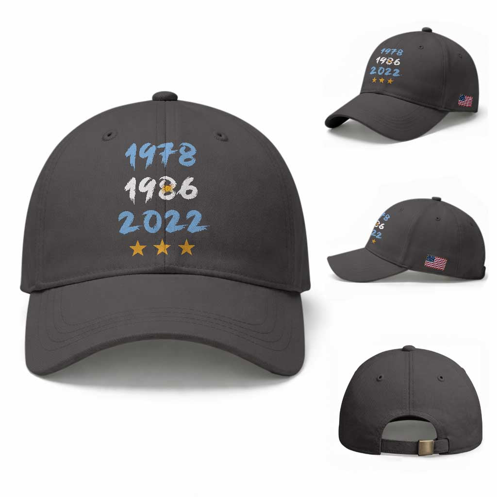 Argentina 3 Stars Champions Baseball Cap 1978 1986 2022 Football Pride