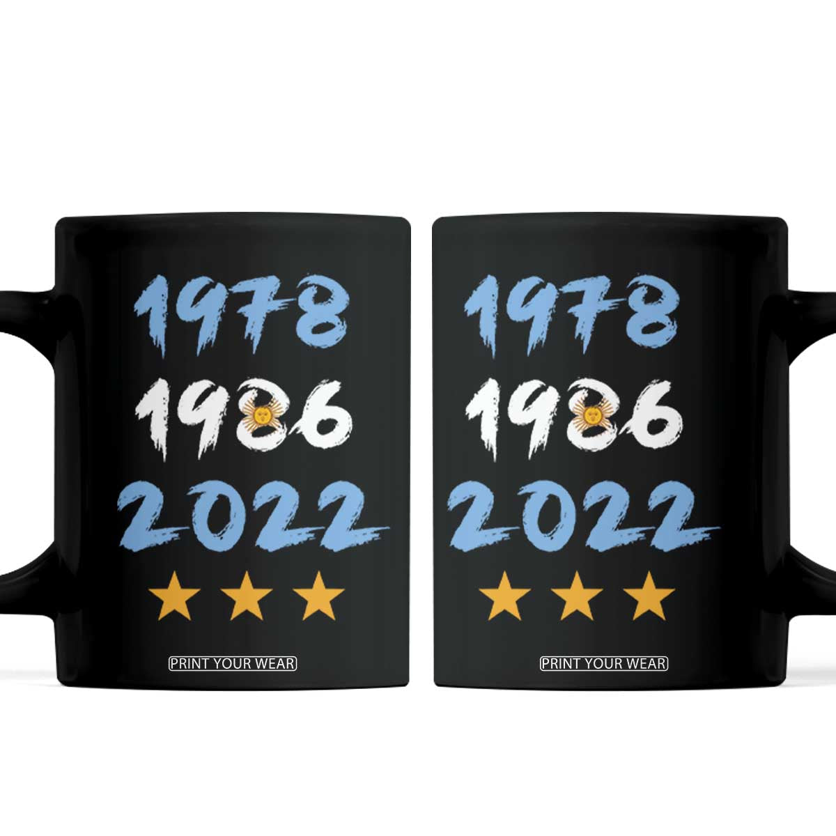 Argentina 3 Stars Champions Coffee Mug 1978 1986 2022 Football Pride