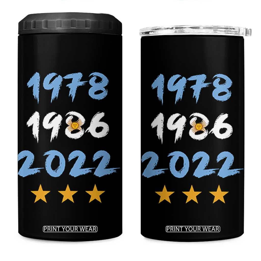 Argentina 3 Stars Champions 4 in 1 Can Cooler Tumbler 1978 1986 2022 Football Pride