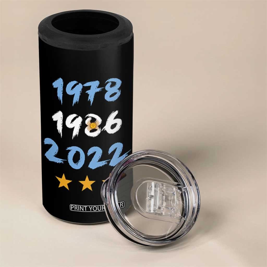 Argentina 3 Stars Champions 4 in 1 Can Cooler Tumbler 1978 1986 2022 Football Pride