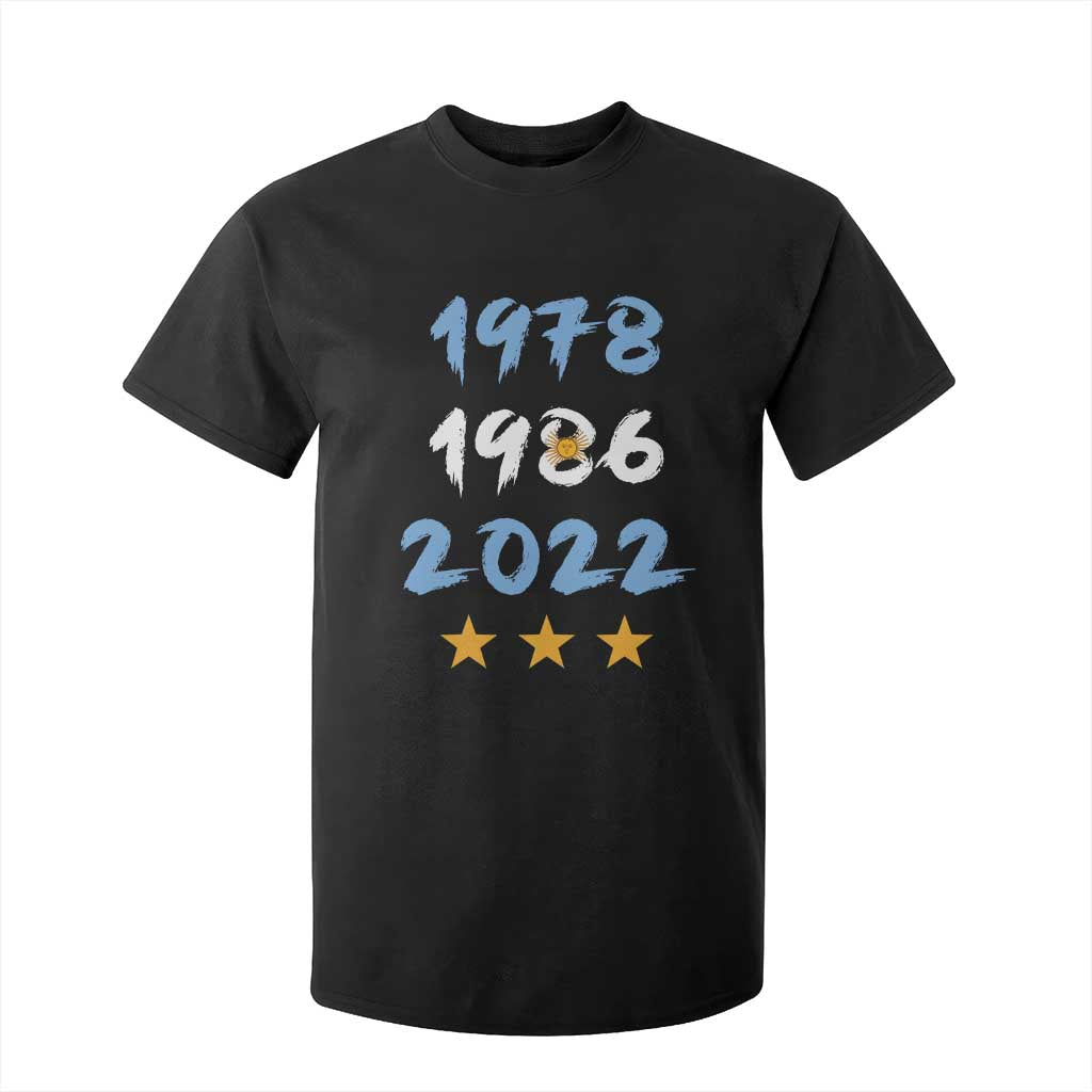 Argentina 3 Stars Champions T Shirt For Kid 1978 1986 2022 Football Pride