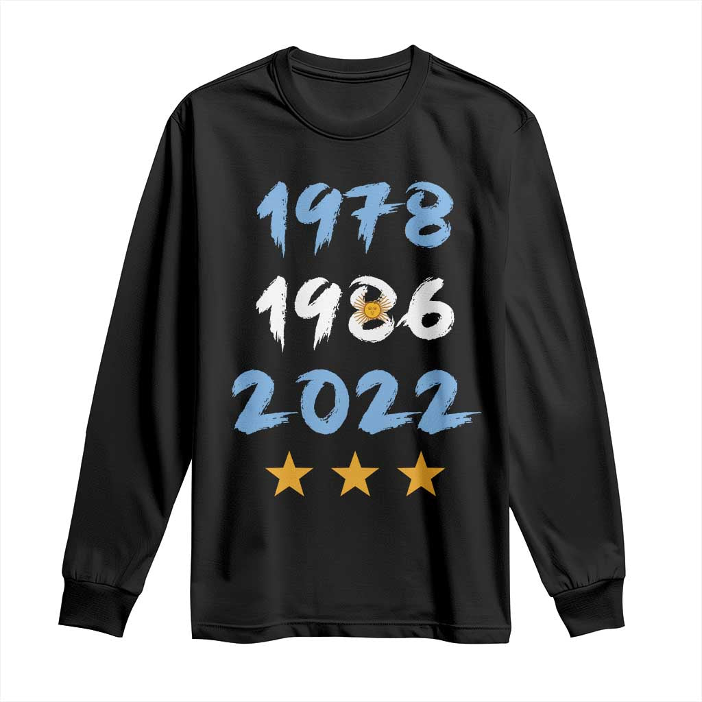 Argentina 3 Stars Champions Long Sleeve Shirt 1978 1986 2022 Football Pride