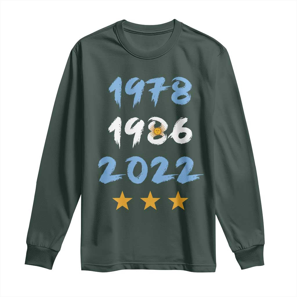 Argentina 3 Stars Champions Long Sleeve Shirt 1978 1986 2022 Football Pride