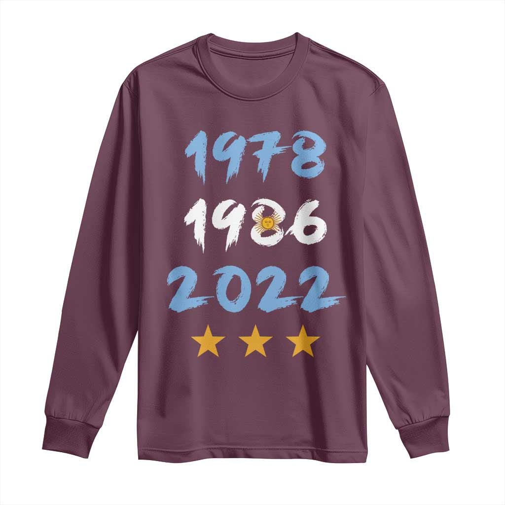 Argentina 3 Stars Champions Long Sleeve Shirt 1978 1986 2022 Football Pride