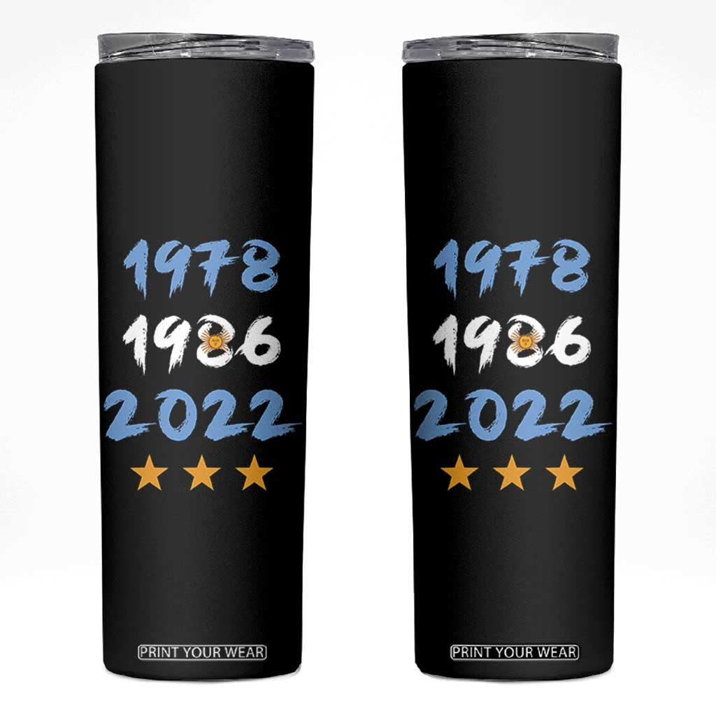 Argentina 3 Stars Champions Skinny Tumbler 1978 1986 2022 Football Pride