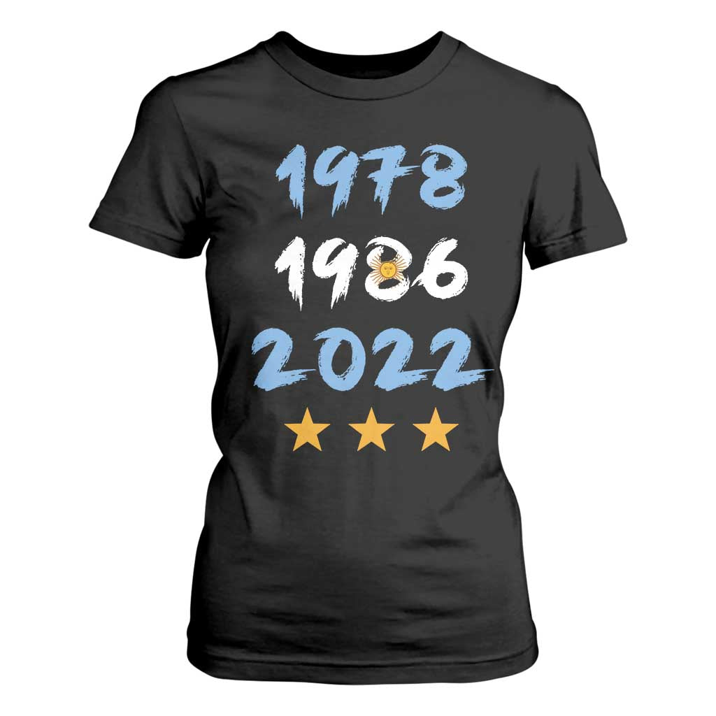 Argentina 3 Stars Champions T Shirt For Women 1978 1986 2022 Football Pride