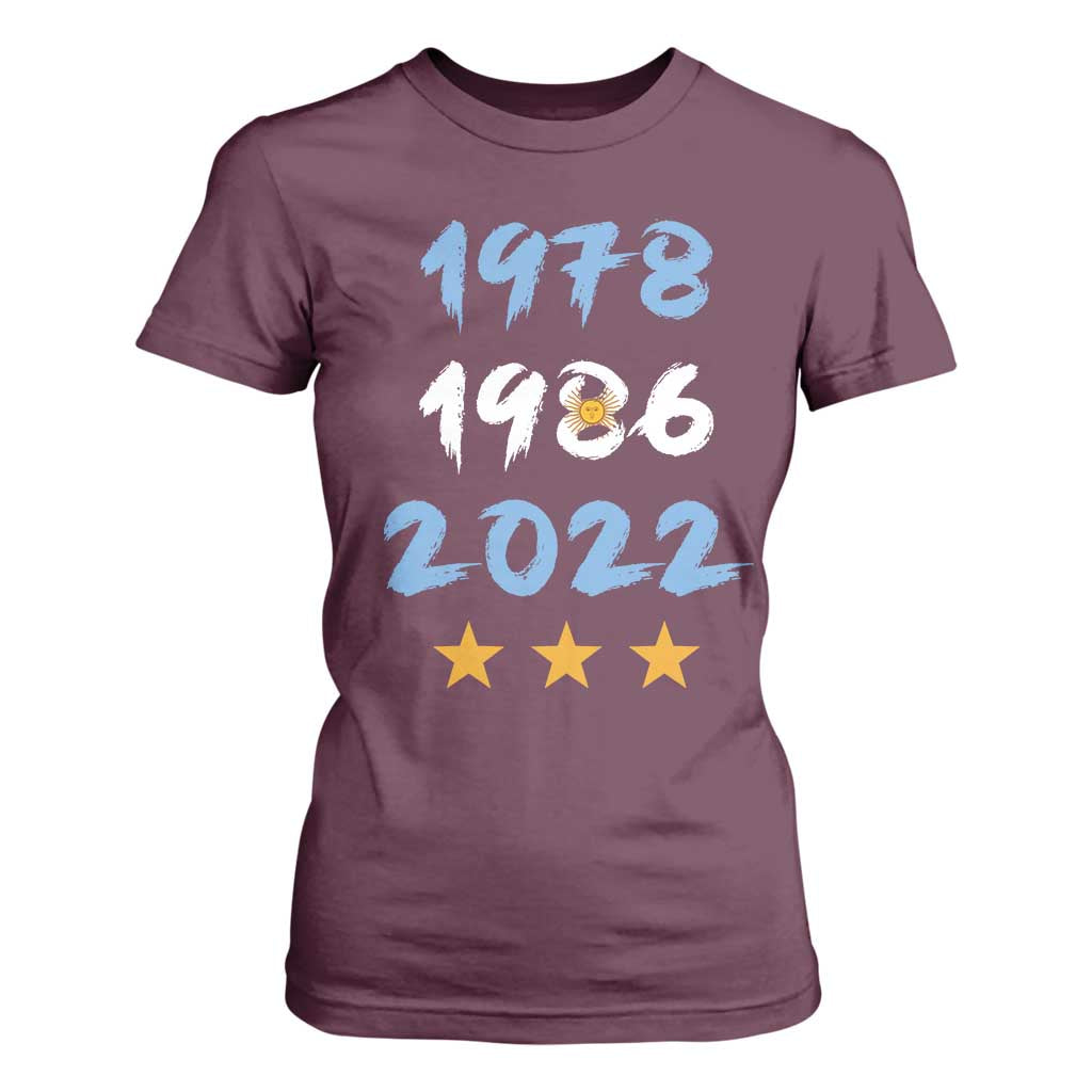 Argentina 3 Stars Champions T Shirt For Women 1978 1986 2022 Football Pride