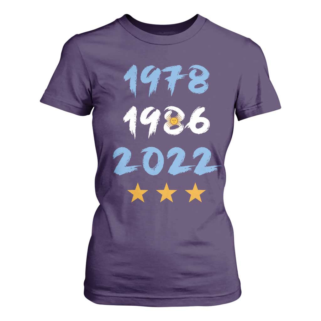 Argentina 3 Stars Champions T Shirt For Women 1978 1986 2022 Football Pride