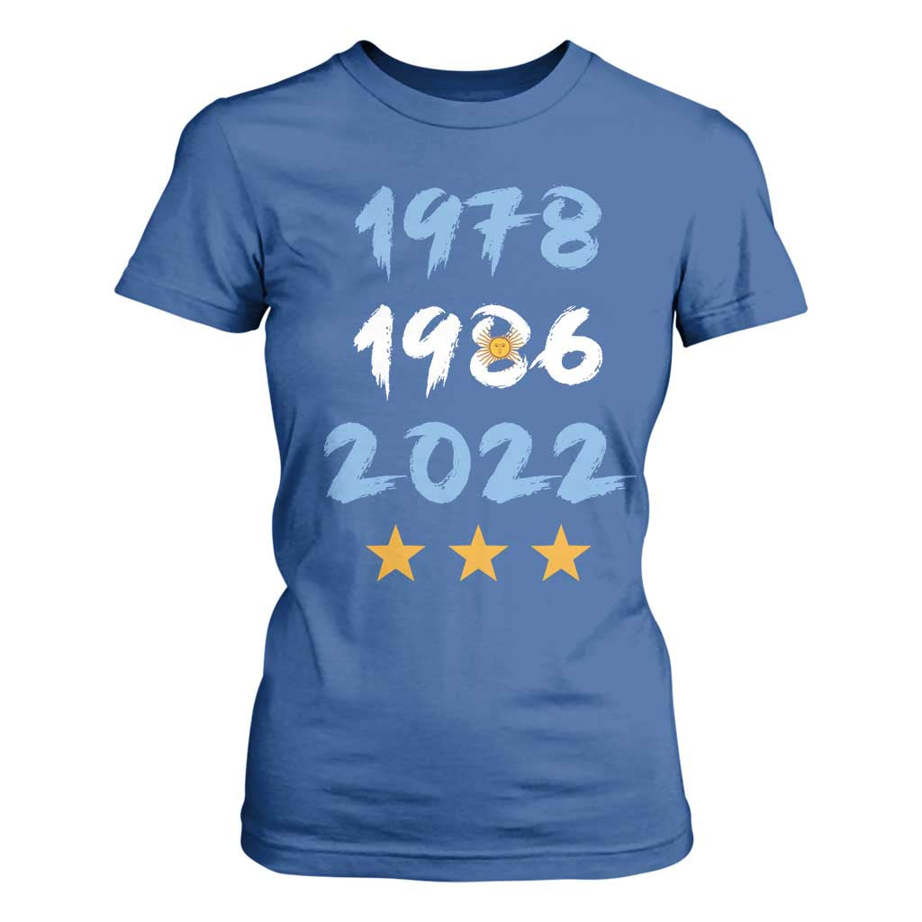 Argentina 3 Stars Champions T Shirt For Women 1978 1986 2022 Football Pride