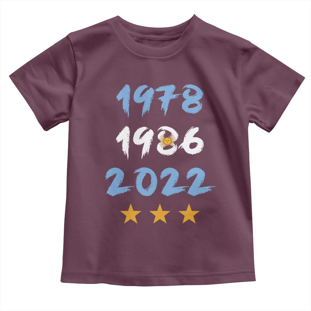 Argentina 3 Stars Champions Toddler T Shirt 1978 1986 2022 Football Pride