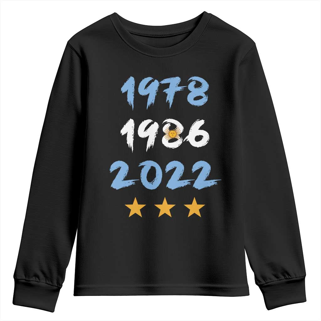 Argentina 3 Stars Champions Youth Sweatshirt 1978 1986 2022 Football Pride