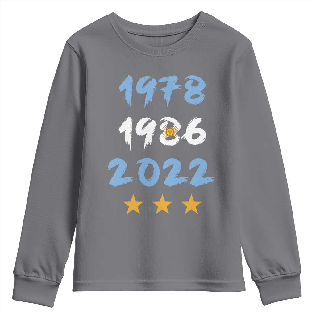 Argentina 3 Stars Champions Youth Sweatshirt 1978 1986 2022 Football Pride