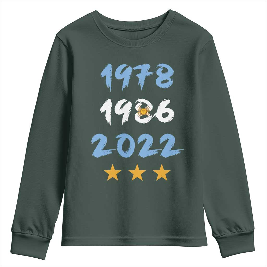 Argentina 3 Stars Champions Youth Sweatshirt 1978 1986 2022 Football Pride
